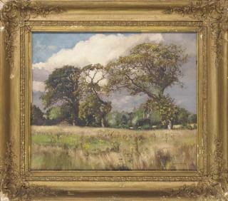 Wilfried Stanley Pettitt - Oak trees in a field