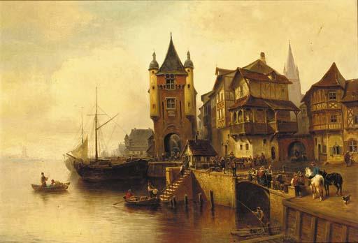 Wilhelm Alexander Meyerheim - A busy Dutch port