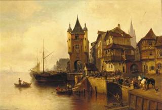Wilhelm Alexander Meyerheim - A busy Dutch port