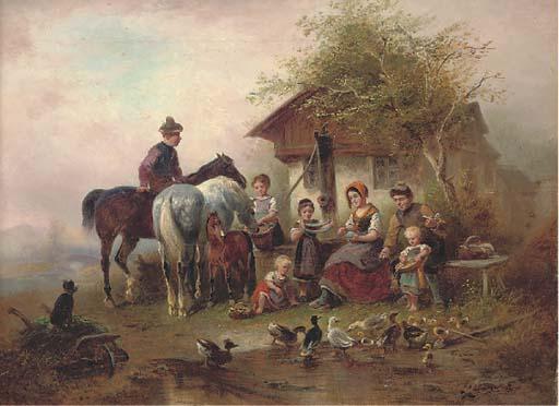 Wilhelm Alexander Meyerheim - A family before a country cottage