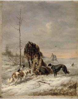 Wilhelm Amandus Beer - Russian huntsmen in the snow