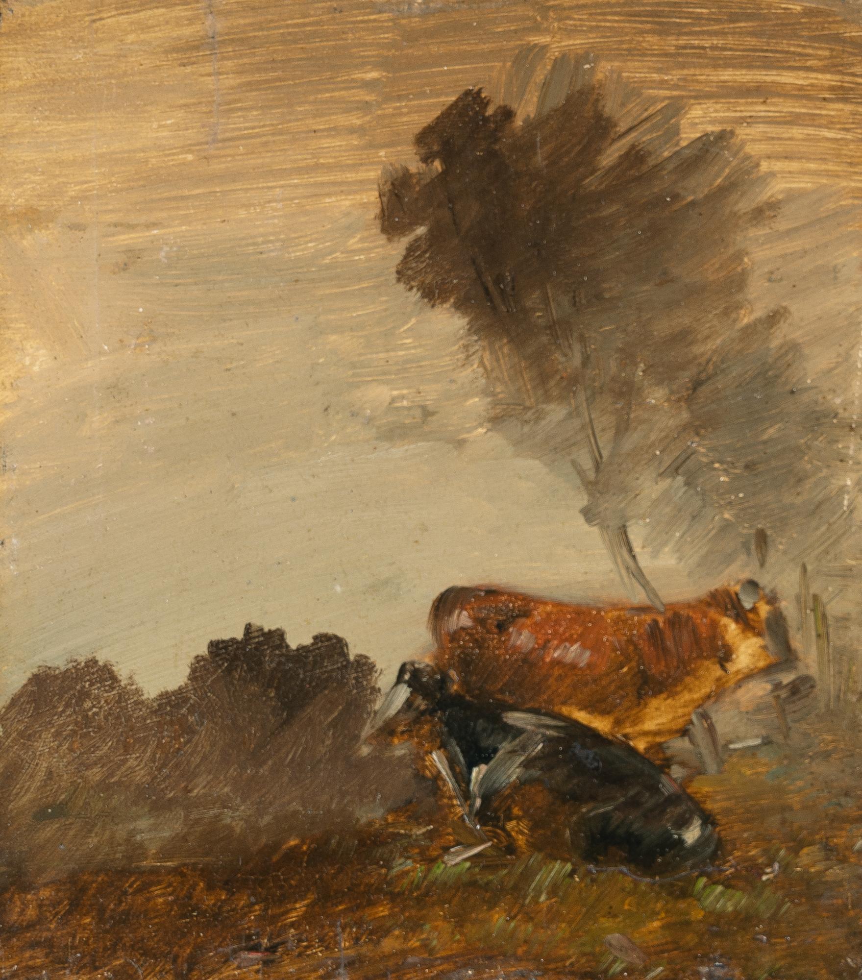 Wilhelm Busch - Liegende und stehende Kuh im Schatten eines Baumes