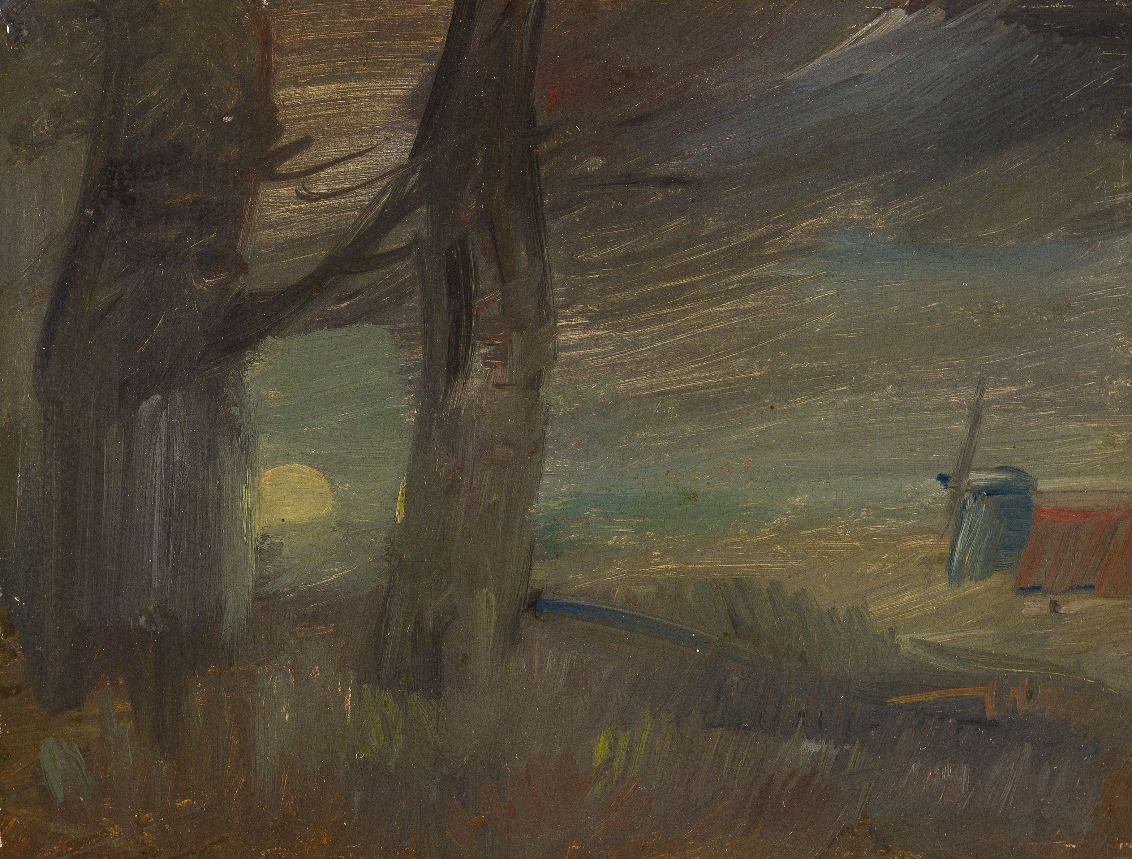 Wilhelm Busch - Mondlandschaft mit Windmühle