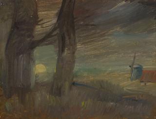 Wilhelm Busch - Mondlandschaft mit Windmühle