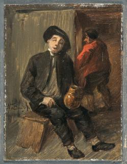 Wilhelm Busch - Sitzender Mann mit Krug