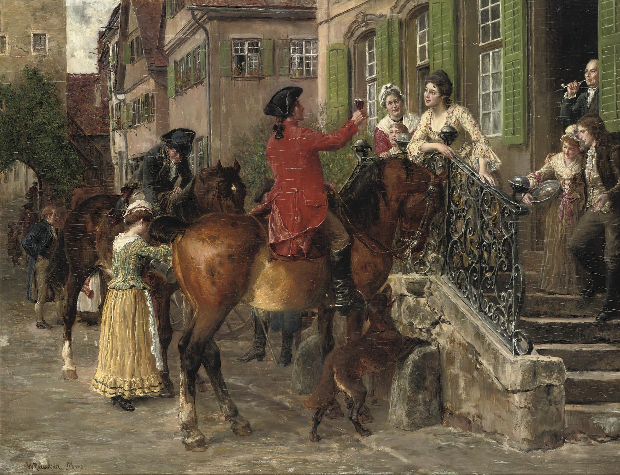 Wilhelm Carl Räuber - Der Satteltrunk: a merry toast on arrival