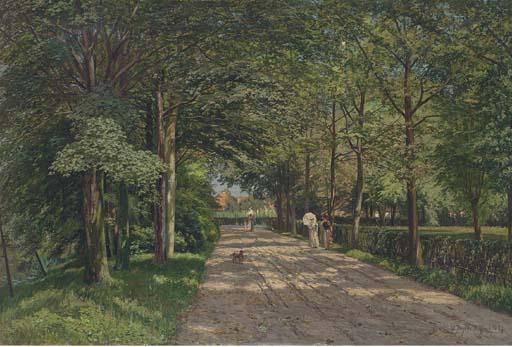 Wilhelm Degode - A stroll along a sunlit avenue