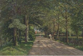 Wilhelm Degode - A stroll along a sunlit avenue