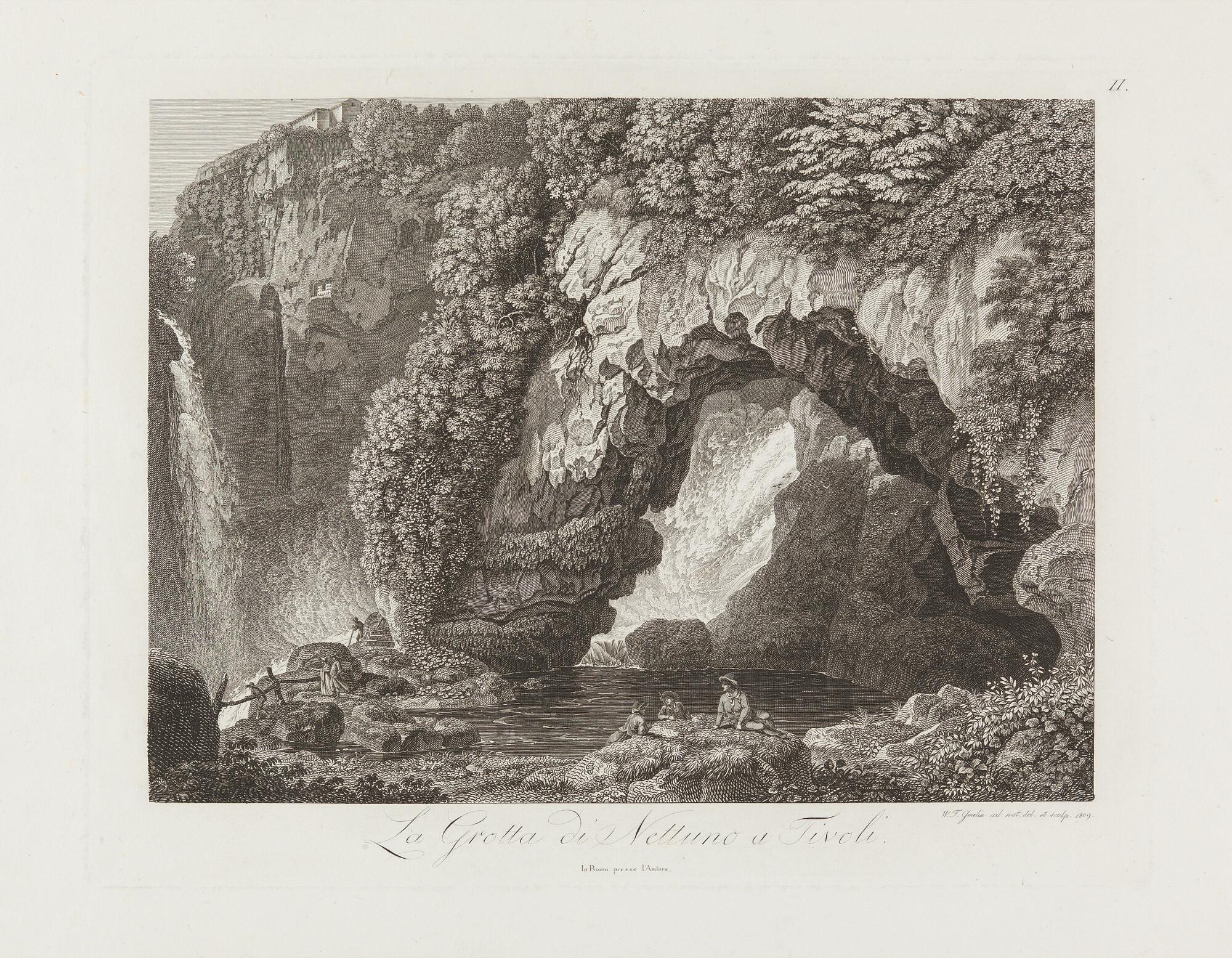 Wilhelm Friedrich Gmelin - 3 Bll.: Grotten in Palazzuola und Tivoli – Ponte Lupo.