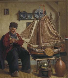 Wilhelm Gdanietz - A Great Achievement: A Volendam Fisherman Completing A Ship Model