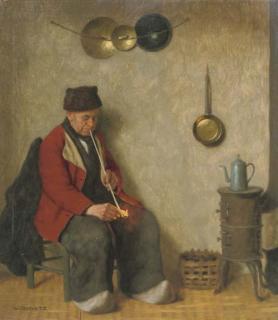 Wilhelm Gdanietz - A Volendam Fisherman Smoking A Pipe