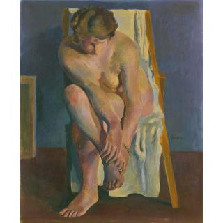 Wilhelm Gimmi - Nu Assis Jambes Croisées Nude Sitting With Crossed Legs
