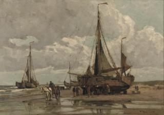 Wilhelm Hambüchen - After a day\'s catch on the beach of Katwijk
