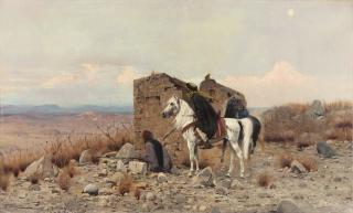 Wilhelm Kuhnert - Beduinen auf der Lauer.