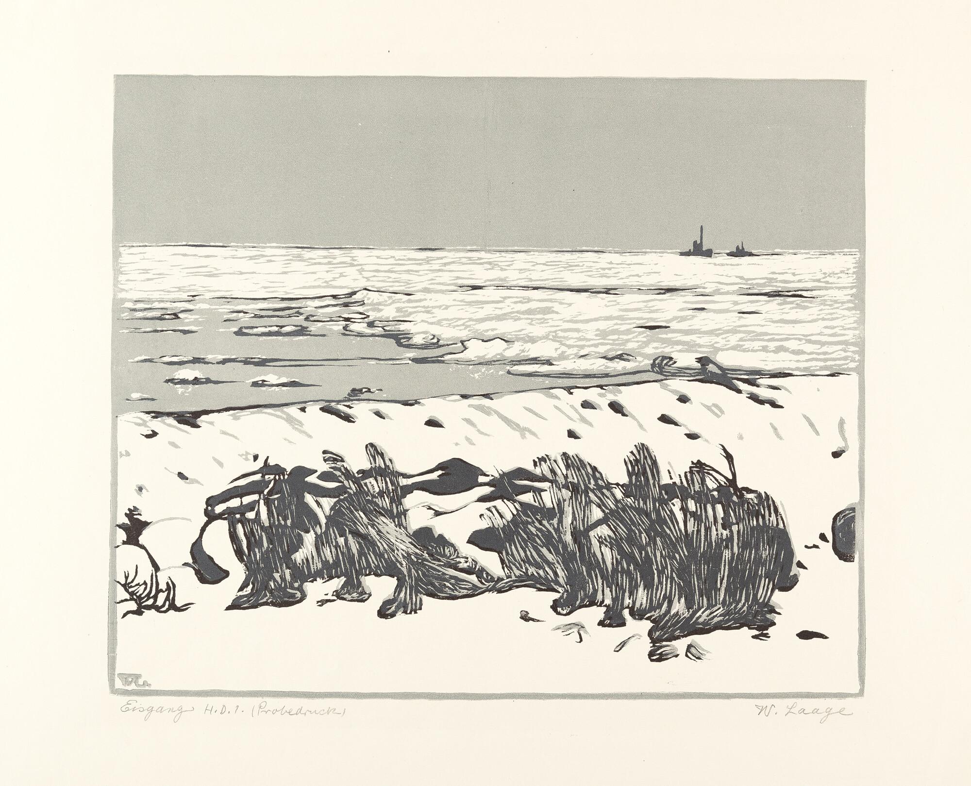 Wilhelm Laage - 2 Bll.: „Eisgang“ – „Altenwalder Mühle“