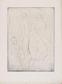 Wilhelm Lehmbruck - Drei weibliche Akte, zwei stehend, einer sitzend