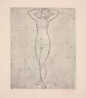 Wilhelm Lehmbruck - Stehendes junges Weib mit über dem Kopf verschränkten Armen