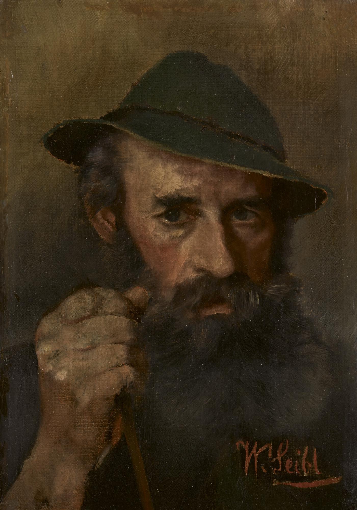 Wilhelm Leibl - Portrait Of A Man With Green Hat