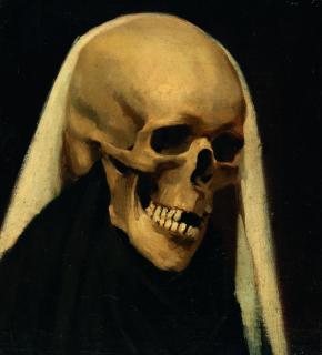 Wilhelm Leibl - Totenkopf mit weißem Tuch