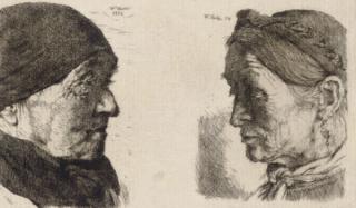 Wilhelm Leibl - Two Women; and ten companion prints
