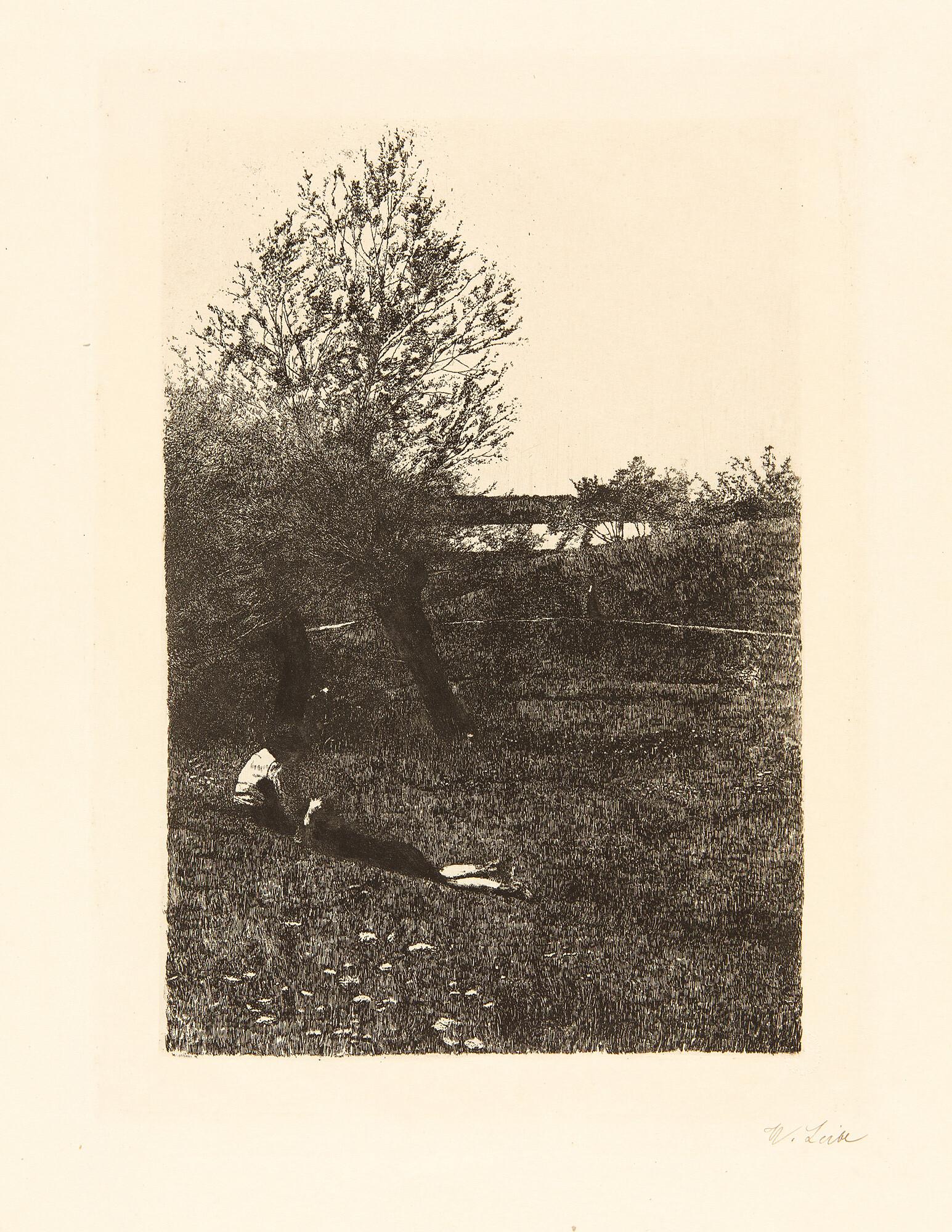 Wilhelm Leibl - Wiese mit Kindern (La dolce far niente).