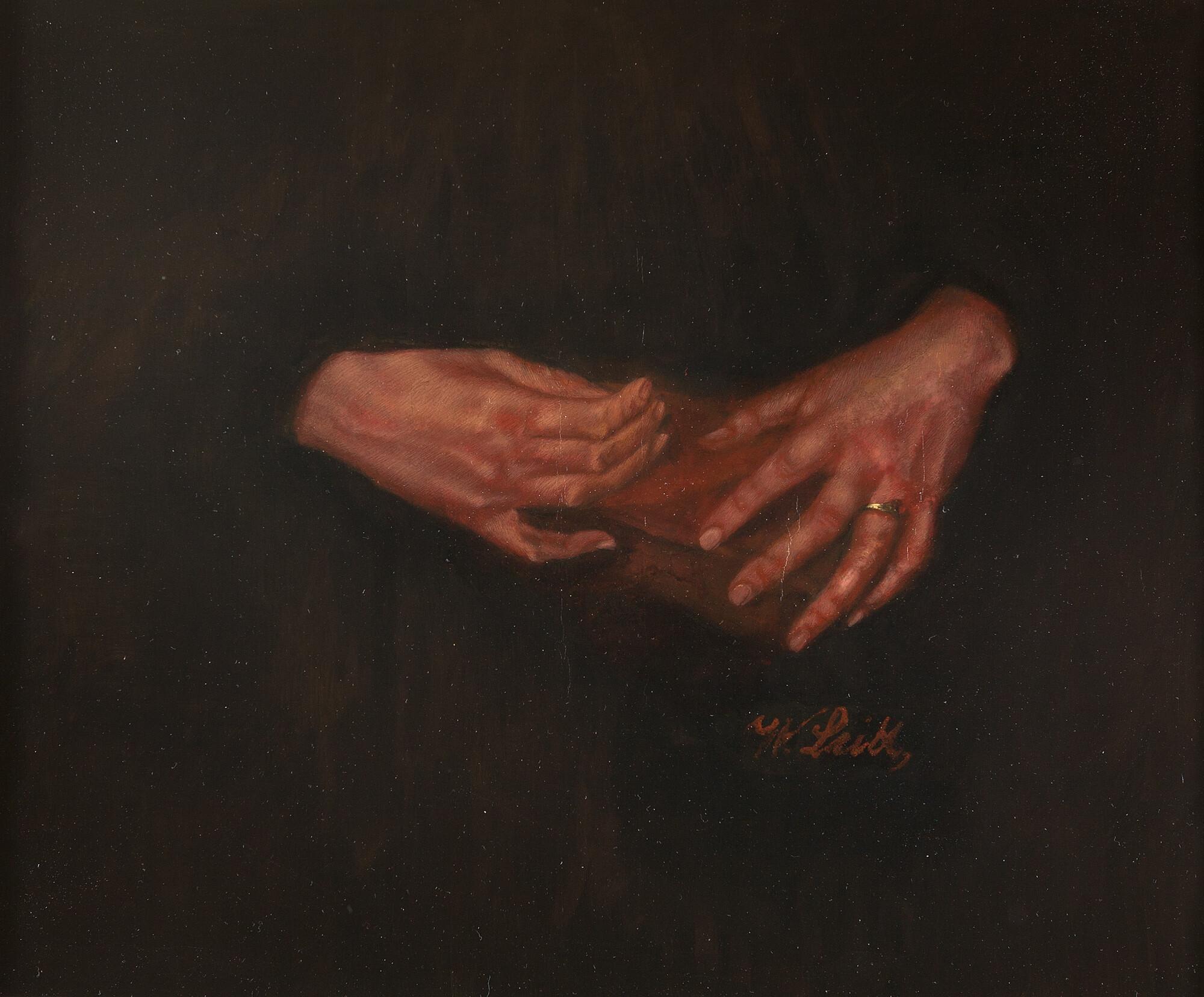 Wilhelm Leibl - Zwei Frauenhände (ein Buch haltend.)