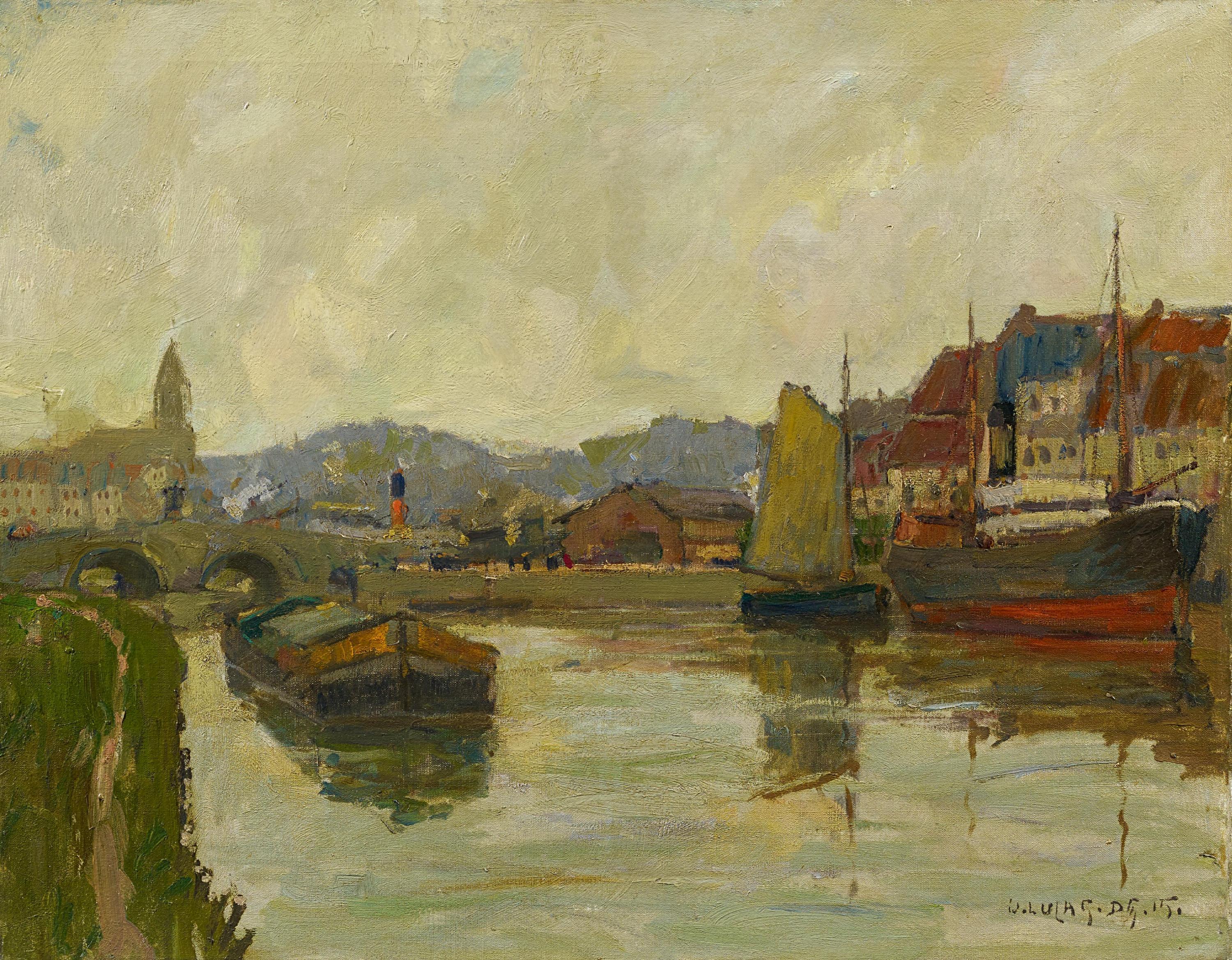 Wilhelm Lucas - Binnenhafen einer belgischen Kleinstadt.