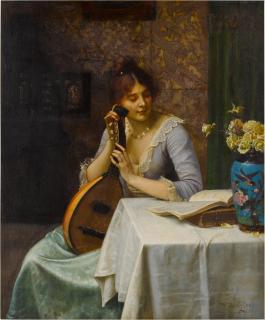 Wilhelm Menzler - Studying Sheet Music (The Chinese Cloisonne Vase)