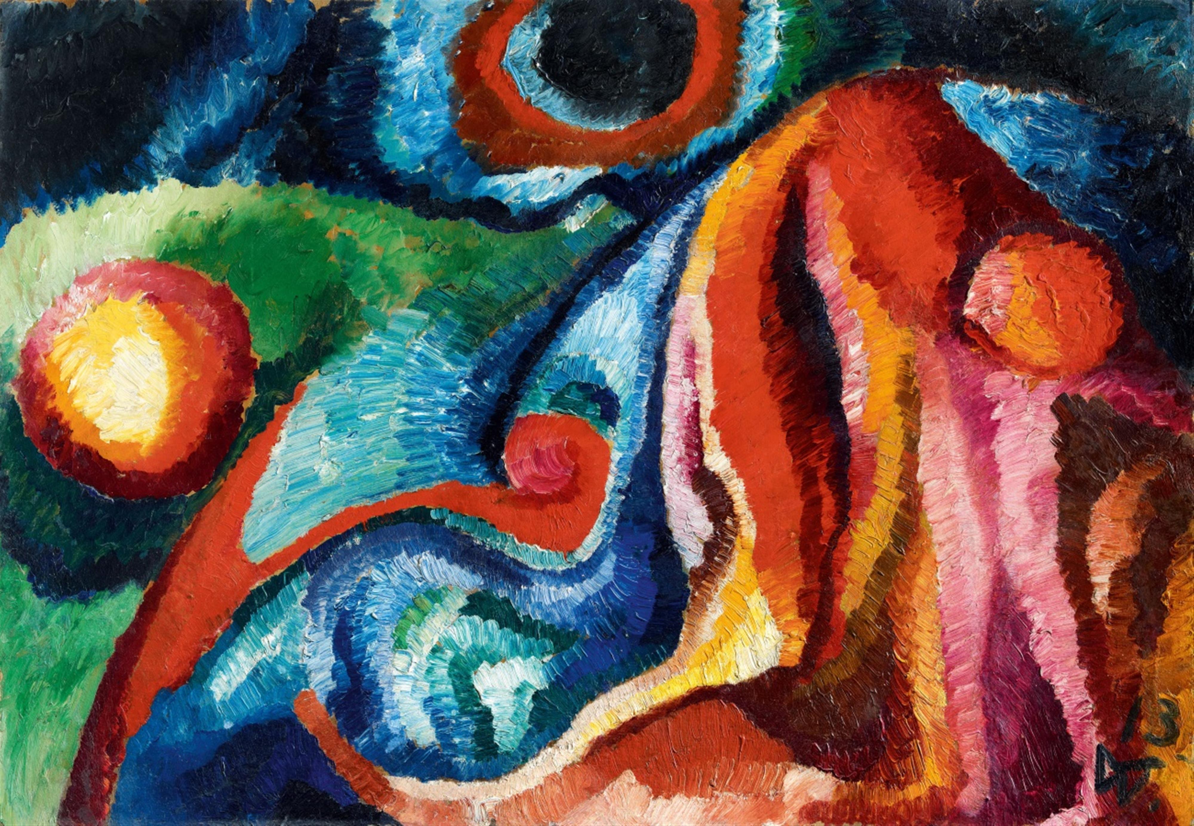 Wilhelm Morgner - Komposition mit Feldarbeiter