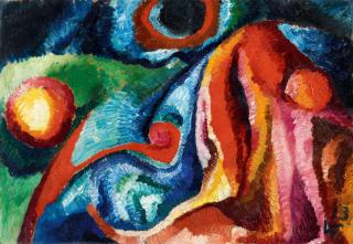 Wilhelm Morgner - Komposition mit Feldarbeiter