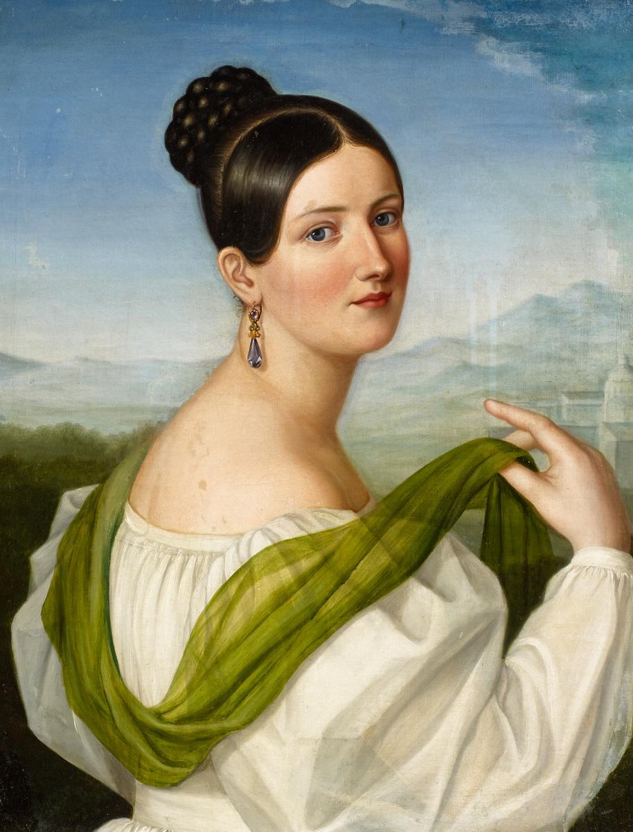 Wilhelm Schadow - Porträt einer jungen Italienerin mit grünem Schleier