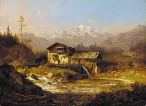 Wilhelm Scheuchzer - A chalet in an Alpine landscape
