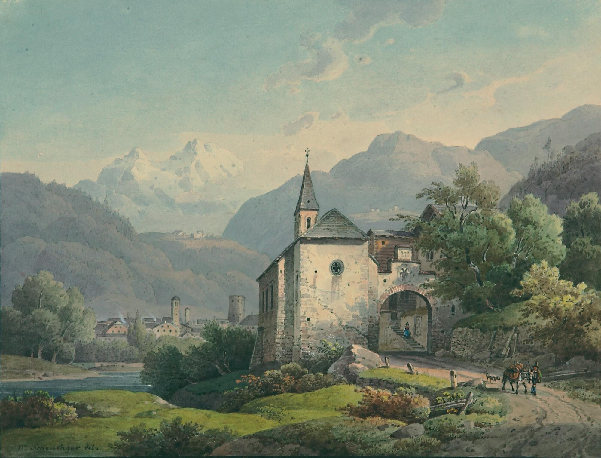 Wilhelm Scheuchzer - Ansicht bei Mals im Vinschgau.