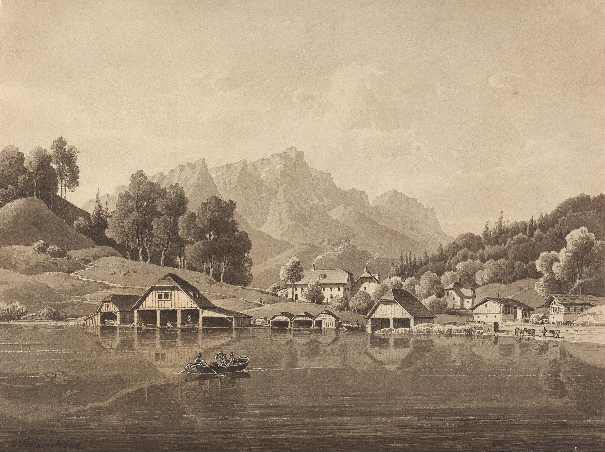 Wilhelm Scheuchzer - Der Königsee mit dem Untersberg im Hintergrund.