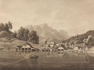 Wilhelm Scheuchzer - Der Königsee mit dem Untersberg im Hintergrund.