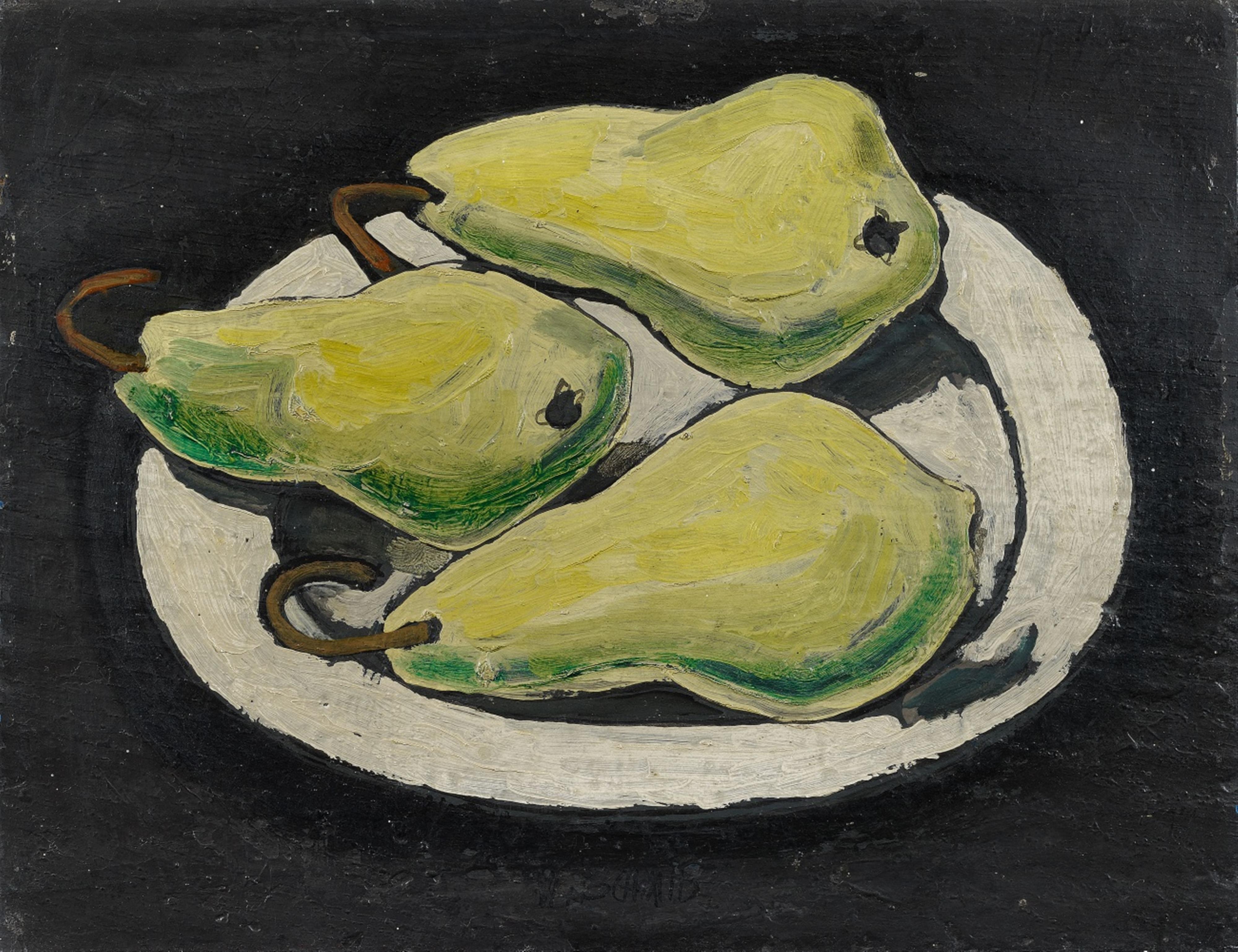 Wilhelm Schmid - Birnenstillleben auf Holz