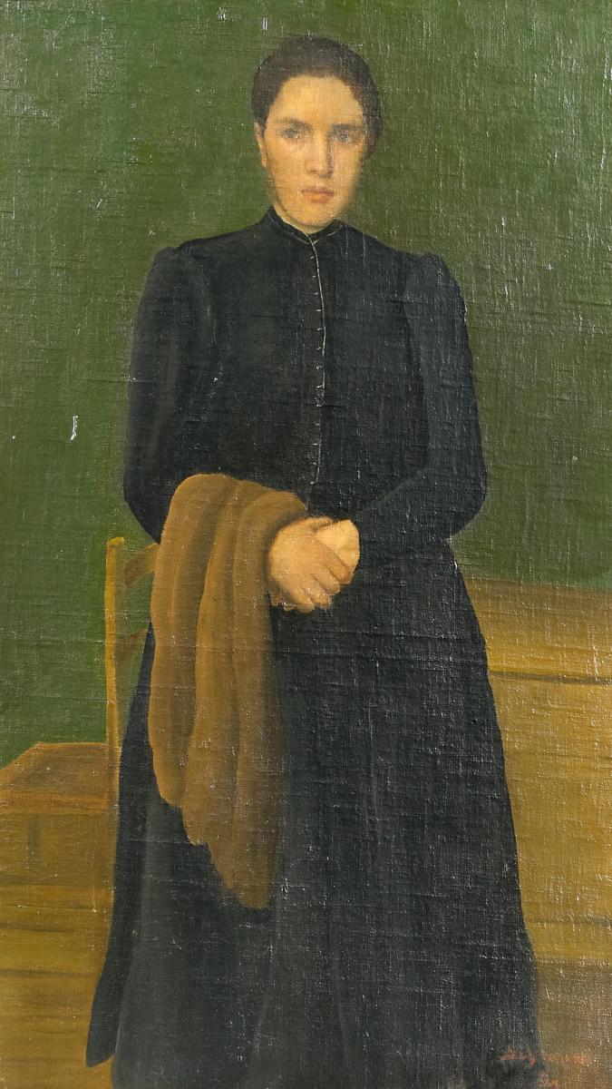 Wilhelm Schmurr - Porträt einer jungen Frau im schwarzen Kleid