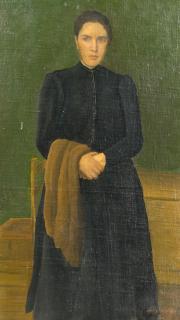 Wilhelm Schmurr - Porträt einer jungen Frau im schwarzen Kleid