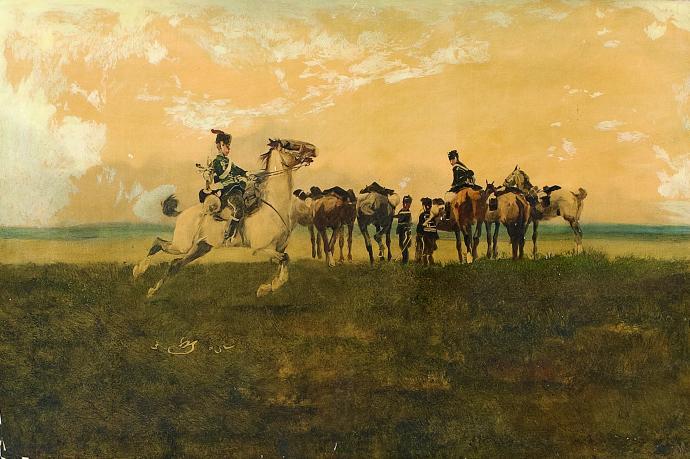 Wilhelm Schreuer - Husaren am Fluss