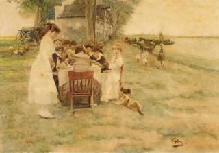 Wilhelm Schreuer - Mittagstafel am Rheinufer