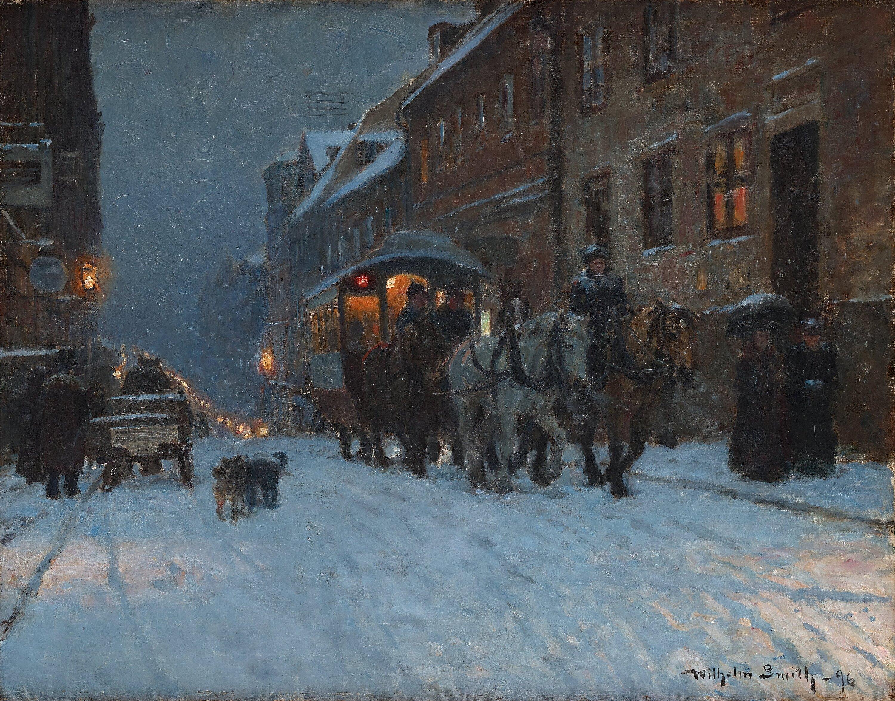 Wilhelm Smith - Winter scene from the streets of Stockholm