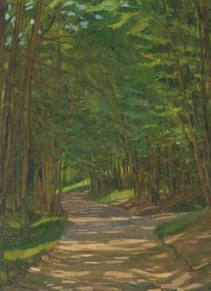 Wilhelm Trübner - A path in a wooded landscape