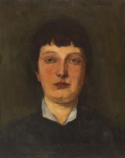 Wilhelm Trübner - Dame mit Stirnpony, en face.