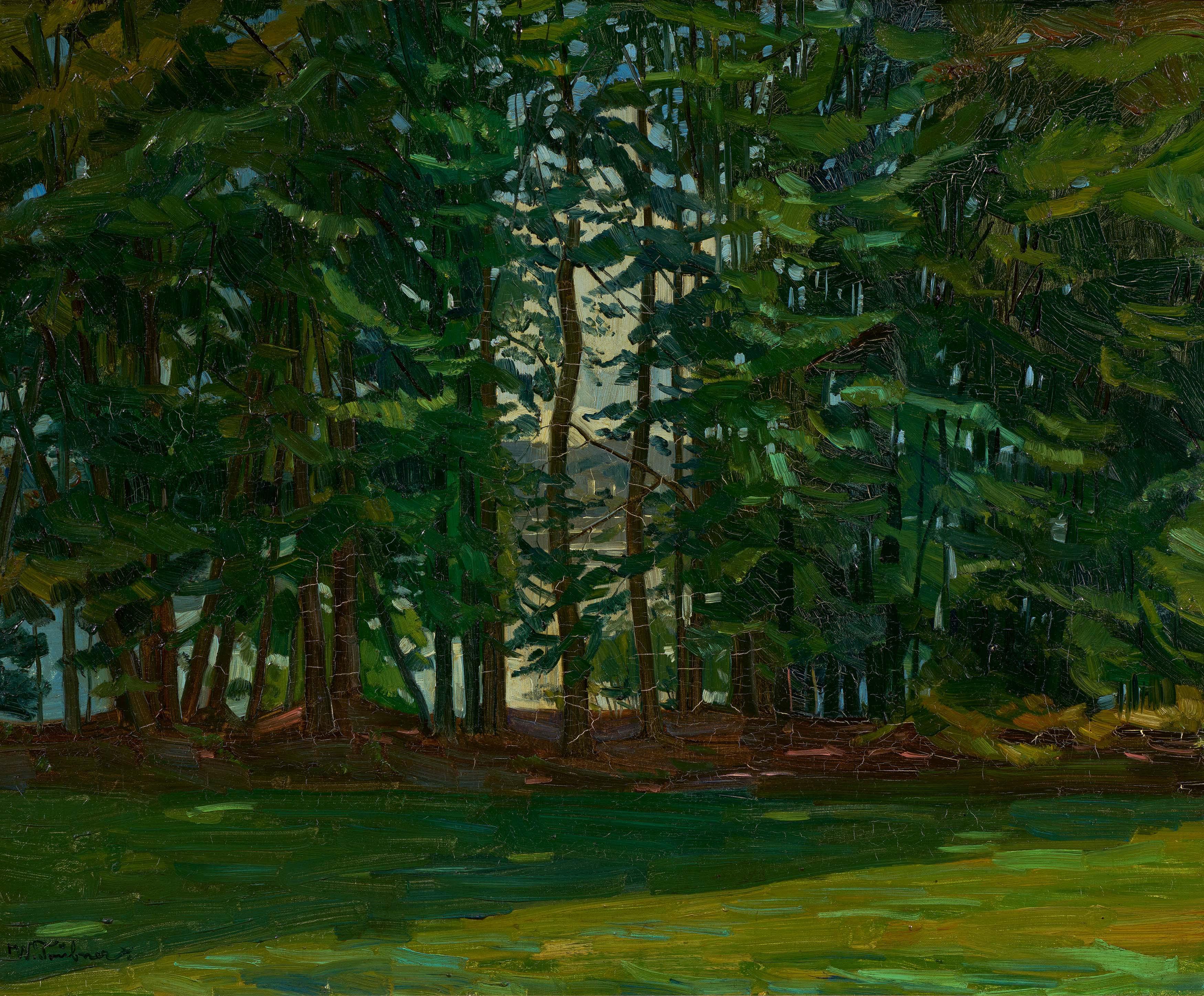 Wilhelm Trübner - Waldrand am See.