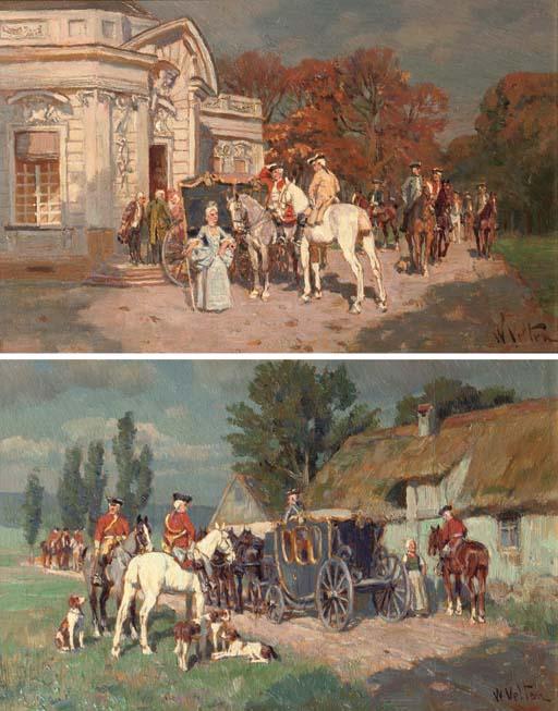 Wilhelm Velten - Arriving at the pavilion; and A rest from the hunt