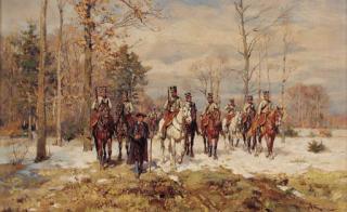 Wilhelm Velten - German cavalry in a winter landscape