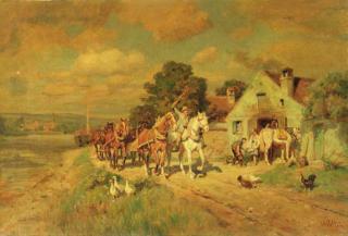 Wilhelm Velten - Horses on a country path