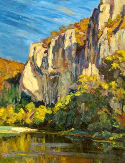 Wilhelm Voltz - Felsenufer an der Donau bei Thiergarten.