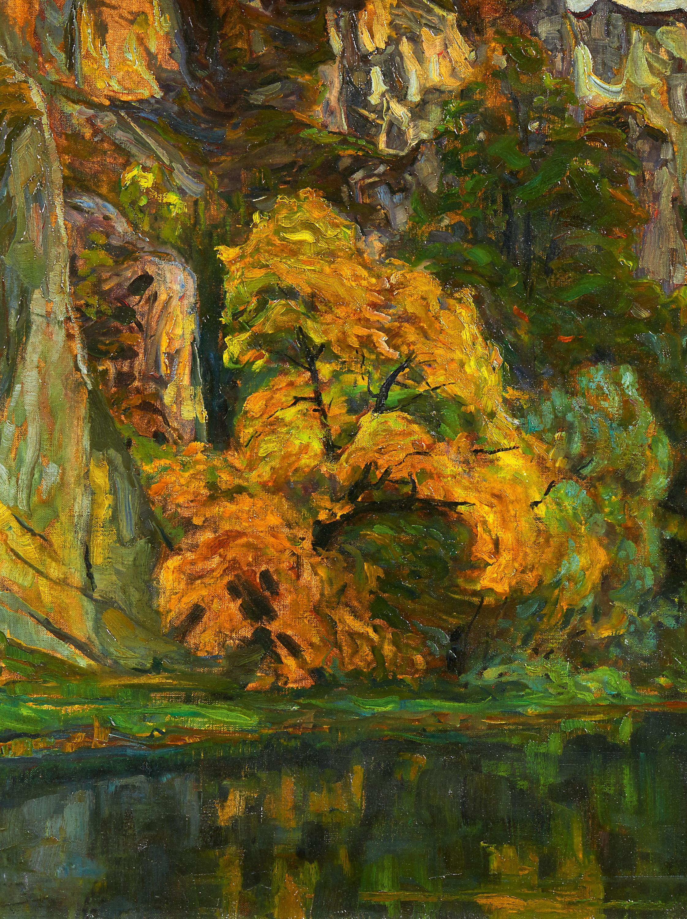 Wilhelm Voltz - Herbstlicher Baum vor Felswand.