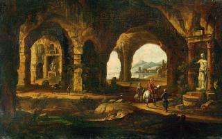 Wilhelm von Bemmel - Capriccio mit Grotten und orientalischen Reitern vor antiken